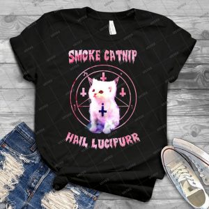 Smoke-Catnip-Hail-Lucipurr - Vintage Men's Shirt Tshirt For Women Classic Handmade Shirt Retro Graphic Tee