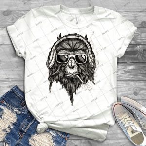 Smokin Monkey - Vintage Men's Shirt Tshirt For Women Classic Handmade Shirt Retro Graphic Tee