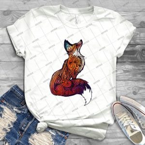 Space Fox - Vintage Men's Shirt Tshirt For Women Classic Handmade Shirt Retro Graphic Tee
