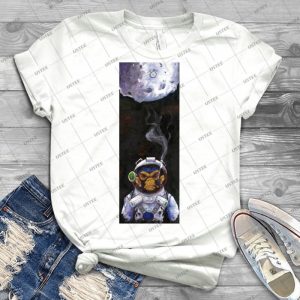 Space Monkey - Vintage Men's Shirt Tshirt For Women Classic Handmade Shirt Retro Graphic Tee