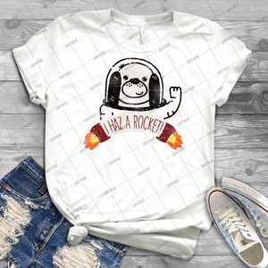 Space Puppy Haz A Rocket  68 - Vintage Men's Shirt Tshirt For Women Classic Handmade Shirt Retro Graphic Tee