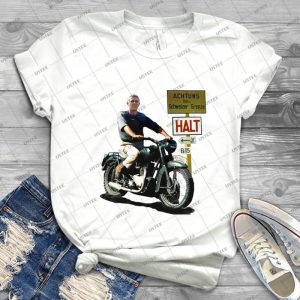 Steve Mcqueen Great Escape Motorbike - Gift Idea Shirt For Men Tee For Women Classic Retro Vintage Graphic T-Shirt