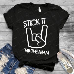 Stick It To The Man - White  13 - Vintage Men's Shirt Tshirt For Women Classic Handmade Shirt Retro Graphic Tee