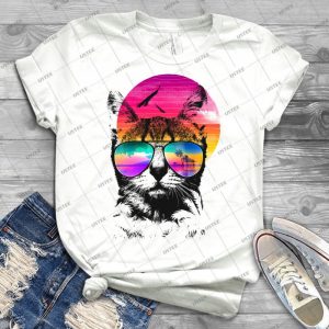 Summer Cat 57 - Vintage Men's Shirt Tshirt For Women Classic Handmade Shirt Retro Graphic Tee
