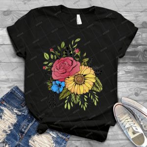 Sunflower & Rose 54 - Vintage Men's Shirt Tshirt For Women Classic Handmade Shirt Retro Graphic Tee