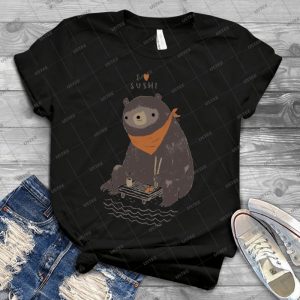 Sushi Bear 82 - Vintage Men's Shirt Tshirt For Women Classic Handmade Shirt Retro Graphic Tee