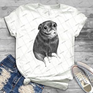 Sweet Black Pug 6 - Vintage Men's Shirt Tshirt For Women Classic Handmade Shirt Retro Graphic Tee