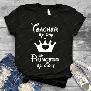 Teacher By Day Princess By Night  2 - Vintage Men's Shirt Tshirt For Women Classic Handmade Shirt Retro Graphic Tee