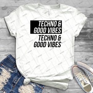 Techno & Good Vibes - Vintage Men's Shirt Tshirt For Women Classic Handmade Shirt Retro Graphic Tee