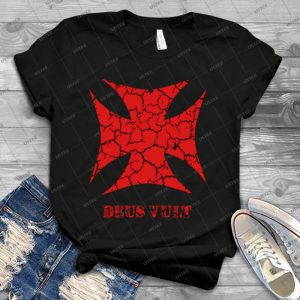Templar T-Shirt Cross Distressed Medieval Knights Deus Vult 36 - Trending Shirt For Women Vintage Retro Tee For Men Kid's T-Shirt Handmade Shirt