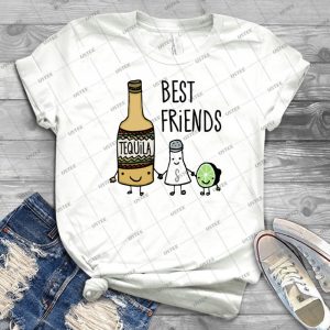 Tequila-Best Friends - Vintage Men's Shirt Tshirt For Women Classic Handmade Shirt Retro Graphic Tee