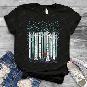 The Birches - Vintage Men's Shirt Tshirt For Women Classic Handmade Shirt Retro Graphic Tee