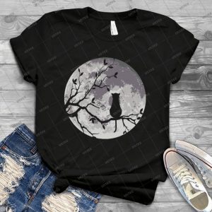 The Cat And The Moon 85 - Vintage Men's Shirt Tshirt For Women Classic Handmade Shirt Retro Graphic Tee