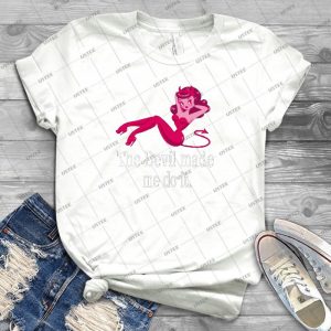 The Devil Made Me Do It - White Text - - Gift Idea Shirt For Men Tee For Women Classic Retro Vintage Graphic T-Shirt