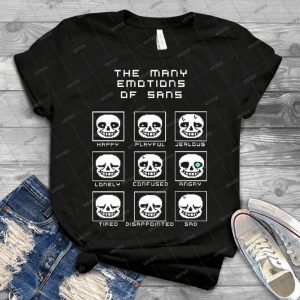 The Many Emotions Of Sans-Undertale - Gift Idea Shirt For Men Tee For Women Classic Retro Vintage Graphic T-Shirt