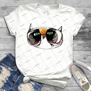 The Owl With Green Eyeballs 88 - Vintage Men's Shirt Tshirt For Women Classic Handmade Shirt Retro Graphic Tee