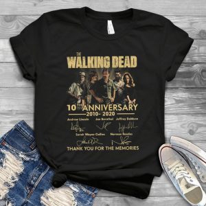 The Walking Dead 10th Anniversary 2010 2020 Thank You For The Memories Tee- Andrew Lincoln Jon Bernthal All Members Signatures Handmade Shirt