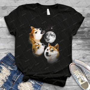 Three Doge Moon - Vintage Men's Shirt Tshirt For Women Classic Handmade Shirt Retro Graphic Tee