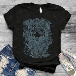Tiger Tangle 65 - Vintage Men's Shirt Tshirt For Women Classic Handmade Shirt Retro Graphic Tee