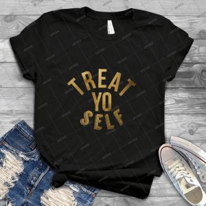 Treat Yo Self Parks And Rec - Vintage Men's Shirt Tshirt For Women Classic Handmade Shirt Retro Graphic Tee
