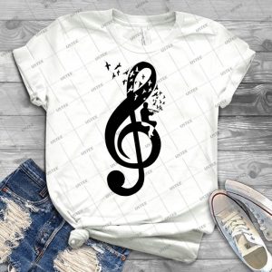 Treble Clef-Flute - Vintage Men's Shirt Tshirt For Women Classic Handmade Shirt Retro Graphic Tee