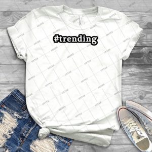 Trending-Hashtag-Black & White - Vintage Men's Shirt Tshirt For Women Classic Handmade Shirt Retro Graphic Tee