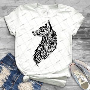 Tribal Fox - Vintage Men's Shirt Tshirt For Women Classic Handmade Shirt Retro Graphic Tee