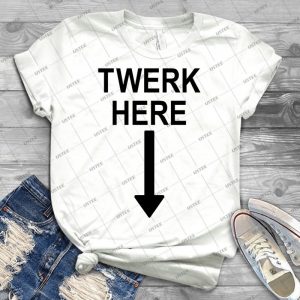 Twerk Here - Vintage Men's Shirt Tshirt For Women Classic Handmade Shirt Retro Graphic Tee