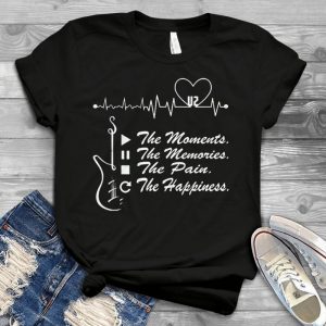 U2 Heartbeat The Moments The Memories The Pain The Happiness Guiter Art Tee - U2 In My Heart Classic Tyle Tshirt - Hard Rock Shirt For Women Handmade Shirt