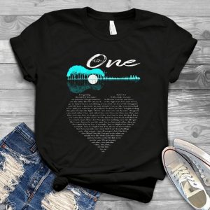 U2 One Is It Getting Do You Feel The Same Tee - Guitar Art U2 Song Lyrics Rock Band Music Lovers Handmade Shirt
