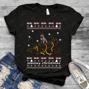 Ugly Sweater-Christmas Tree Knocked Down By A Cat - Vintage Men's Shirt Tshirt For Women Classic Handmade Shirt Retro Graphic Tee