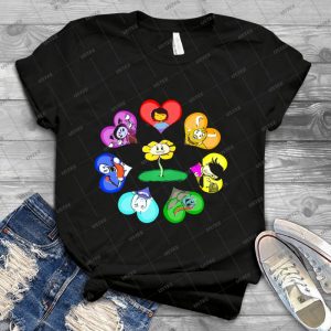 Undertale-Hearts With Characters - Trending Shirt For Women Vintage Retro Tee For Men Kid's T-Shirt Handmade Shirt