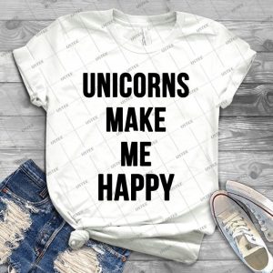 Unicorns Make Me Happy 12 - Vintage Men's Shirt Tshirt For Women Classic Handmade Shirt Retro Graphic Tee