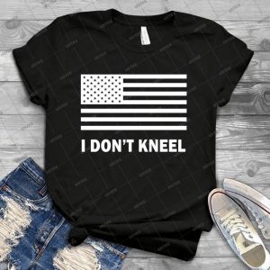Us Flag I Don T Kneel Black Shirt - Gift Idea Shirt For Men Tee For Women Classic Retro Vintage Graphic T-Shirt