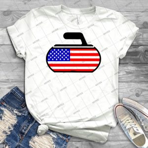 Usa Curling - Vintage Men's Shirt Tshirt For Women Classic Handmade Shirt Retro Graphic Tee