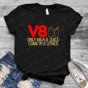 V8-Only Milk & Juice Come In 2 Litres - 3 - - Vintage Men's Shirt Tshirt For Women Classic Handmade Shirt Retro Graphic Tee