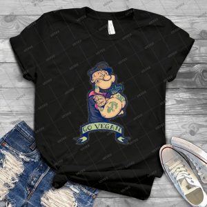 Vegan Popeye 33 - Vintage Men's Shirt Tshirt For Women Classic Handmade Shirt Retro Graphic Tee