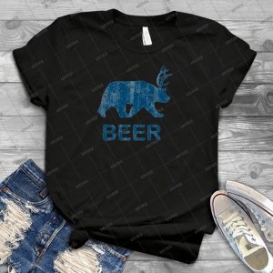 Vintage Beer Bear Deer 1 - Vintage Men's Shirt Tshirt For Women Classic Handmade Shirt Retro Graphic Tee