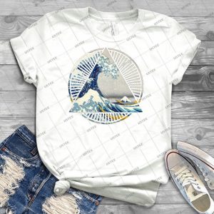 Vintage Hokusai Mount Fuji Great Tsunami Wave Japanese Geometric Manga Shirt 92 - Trending Shirt For Women Vintage Retro Tee For Men Kid's T-Shirt Handmade Shirt