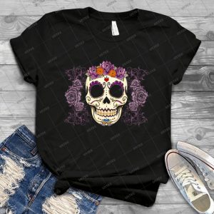 Vintage Skull And Roses - Vintage Men's Shirt Tshirt For Women Classic Handmade Shirt Retro Graphic Tee