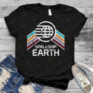 Vintage Spaceship Earth With Distressed Logo In Retro Style - Best Unisex Trending Handmade T-shirt Gift Idea For Men T-shirt For Woman