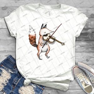 Violin Fox - Gift Idea Shirt For Men Tee For Women Classic Retro Vintage Graphic T-Shirt