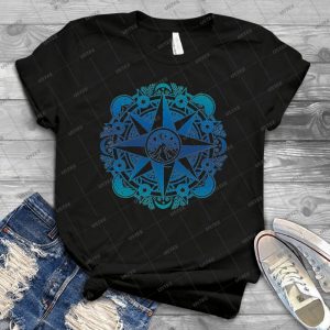 Voyage Ãƒâ  La Montagne De La Lune - Turquoise Navy Ombrãƒâ© - Vintage Men's Shirt Tshirt For Women Classic Handmade Shirt Retro Graphic Tee