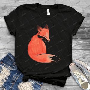 Watercolor Fox 47 - Vintage Men's Shirt Tshirt For Women Classic Handmade Shirt Retro Graphic Tee