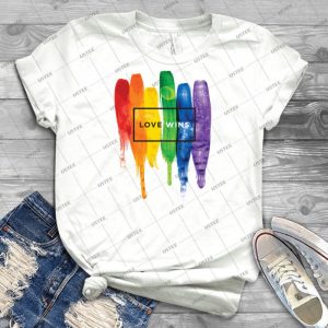 Watercolor Lgbt Love Wins Rainbow Paint Typographic 42 - Trending Shirt For Women Vintage Retro Tee For Men Kid's T-Shirt Handmade Shirt