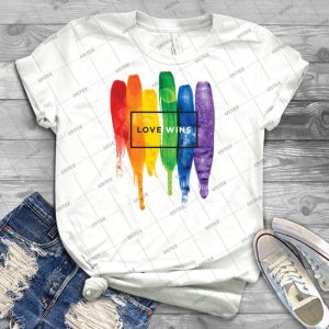 Watercolor Lgbt Love Wins Rainbow Paint Typographic 81 - Best Unisex Trending Handmade T-shirt Gift Idea For Men T-shirt For Woman