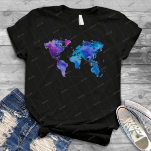 Watercolor Map Of The World 32 - Vintage Men's Shirt Tshirt For Women Classic Handmade Shirt Retro Graphic Tee