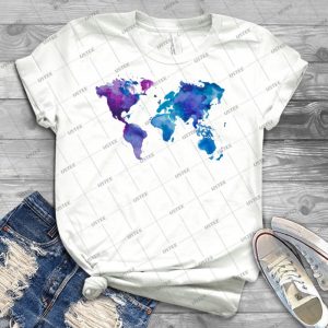 Watercolor Map Of The World 71 - Trending Shirt For Women Vintage Retro Tee For Men Kid's T-Shirt Handmade Shirt