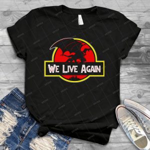 We Live Again - Gargoyles Jurassic Park 97 - Vintage Men's Shirt Tshirt For Women Classic Handmade Shirt Retro Graphic Tee