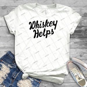 Whiskey Helps - Vintage Men's Shirt Tshirt For Women Classic Handmade Shirt Retro Graphic Tee